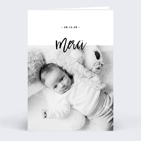 Carte remerciement naissance Belles Lettres Recto