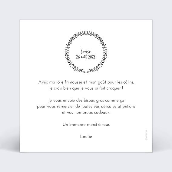Remerciements Naissance Couronne Fleurie