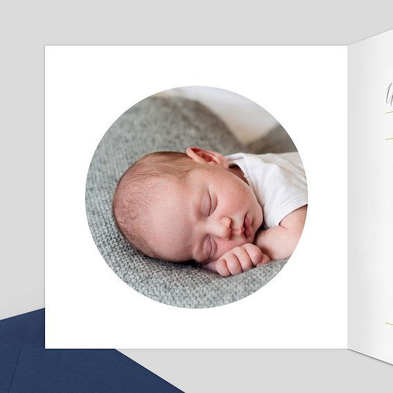 Carte remerciement naissance Dorure Couronne Photo Intérieur Gauche