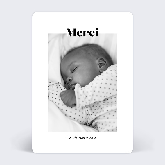Carte remerciement naissance Innocence Recto