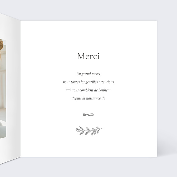 Carte remerciement naissance Fleurs automnales Intérieur Droit