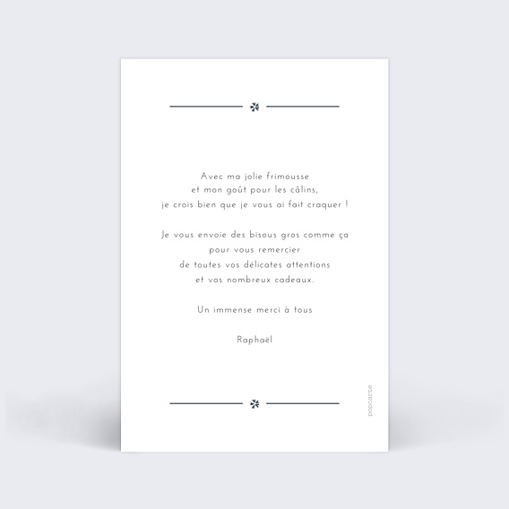 Remerciements Naissance Cadre Chic Photo Simple