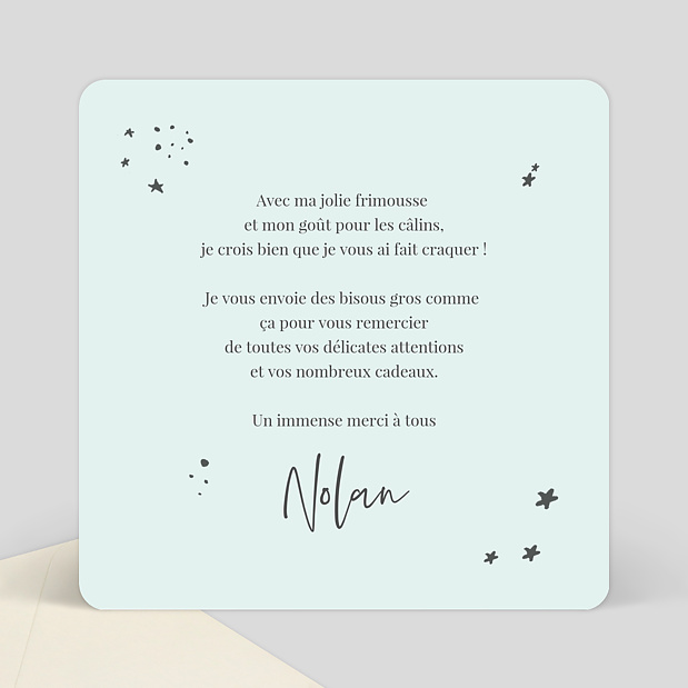 Carte de Remerciements de Naissance Jolies Étoiles Verso