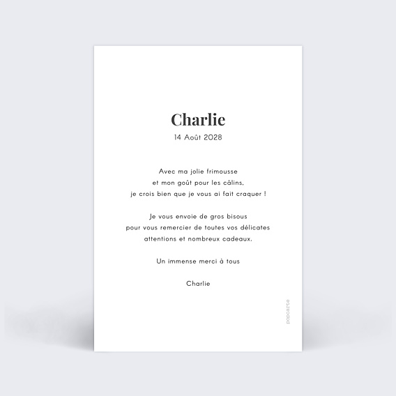 Remerciements Naissance Typographie Merci
