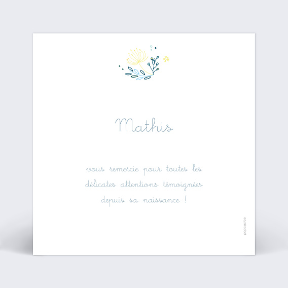 Remerciements Naissance Auréole de fleurs