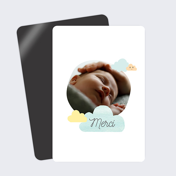 Carte remerciement naissance Nuages Doux