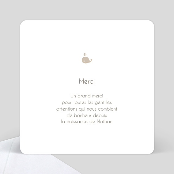 Carte remerciement naissance Petite Baleine Verso