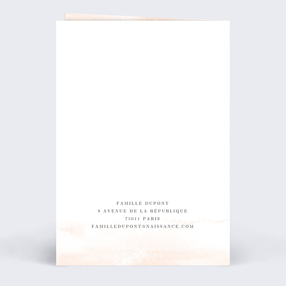 Carte remerciement naissance Watercolor Verso