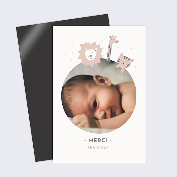 Carte remerciement naissance Savane