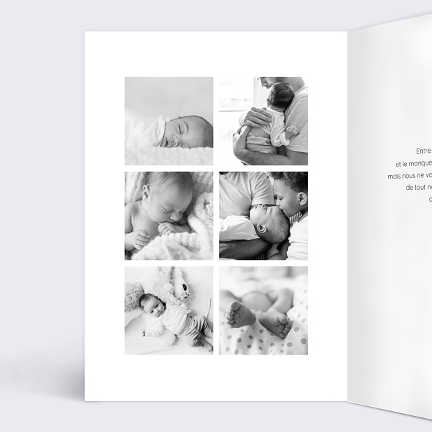 Carte de Remerciements de Naissance Belles Lettres Intérieur Gauche