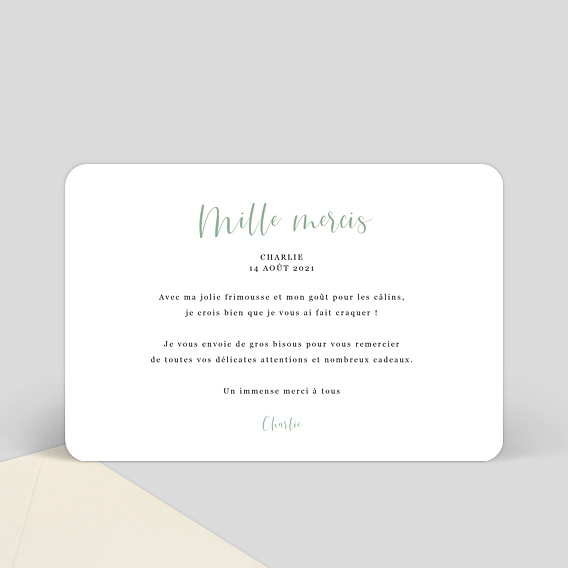 Carte remerciement naissance Cinematic II Verso