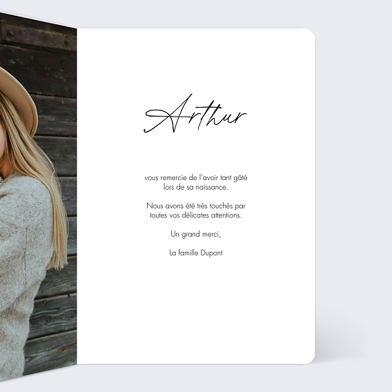 Carte remerciement naissance Multi photo Original Intérieur Droit