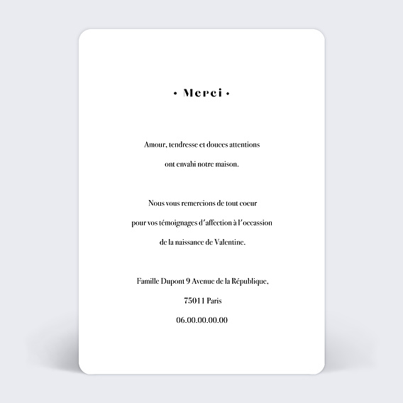 Remerciements Naissance Pêle Mêle Minimaliste