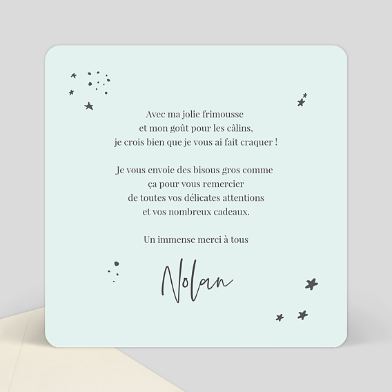 Carte remerciement naissance Jolies Étoiles Verso