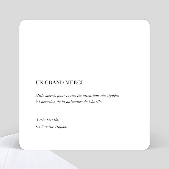 Carte remerciement naissance Poussière d'Étoiles Verso