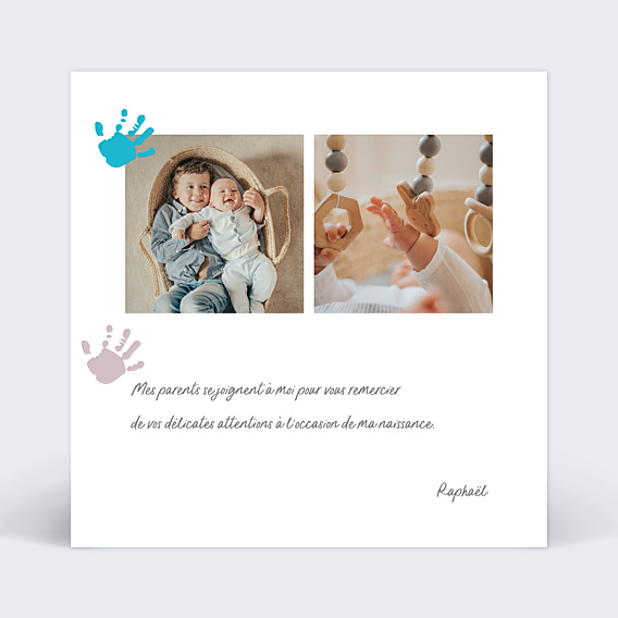 Remerciements Naissance Mains Colorées