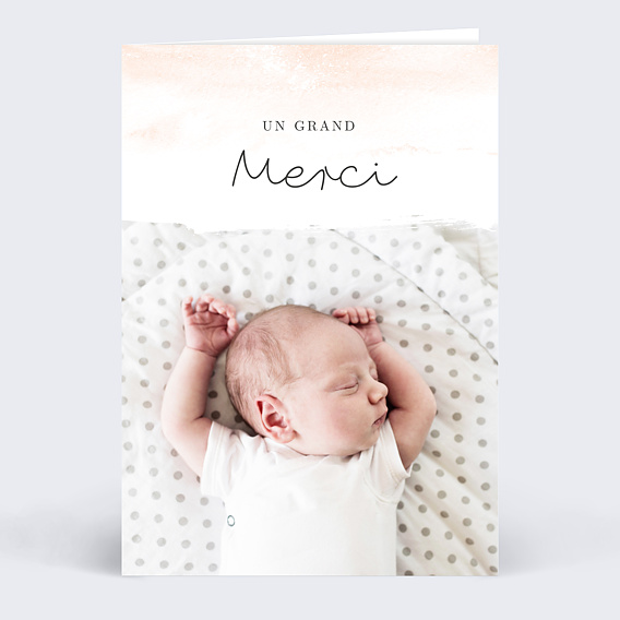 Carte remerciement naissance Watercolor Recto