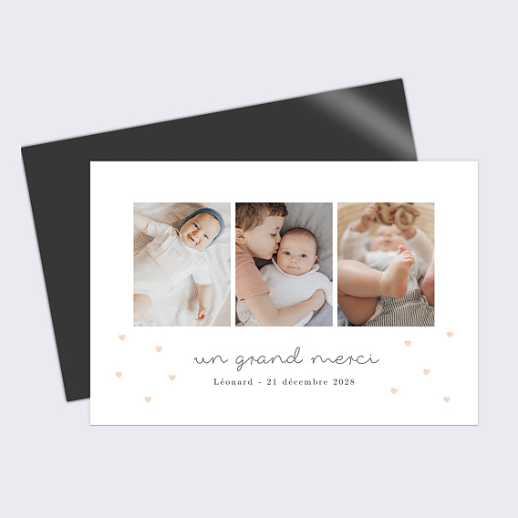 Carte remerciement naissance Plumetis