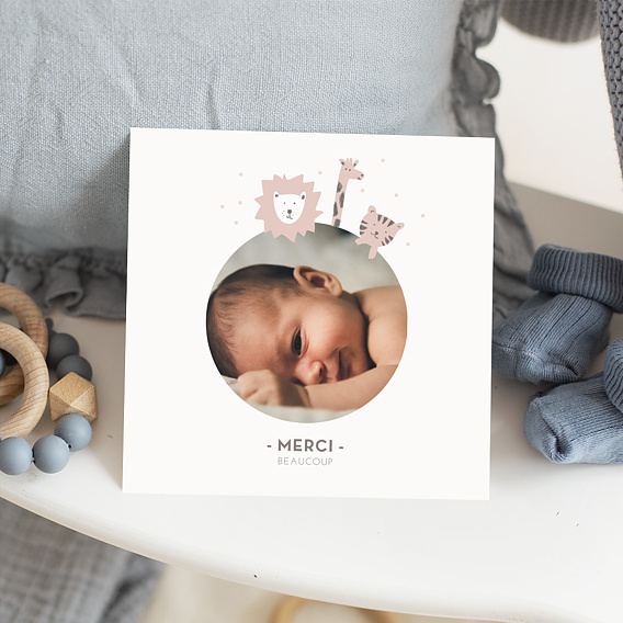 Carte de remerciements de naissance Savane