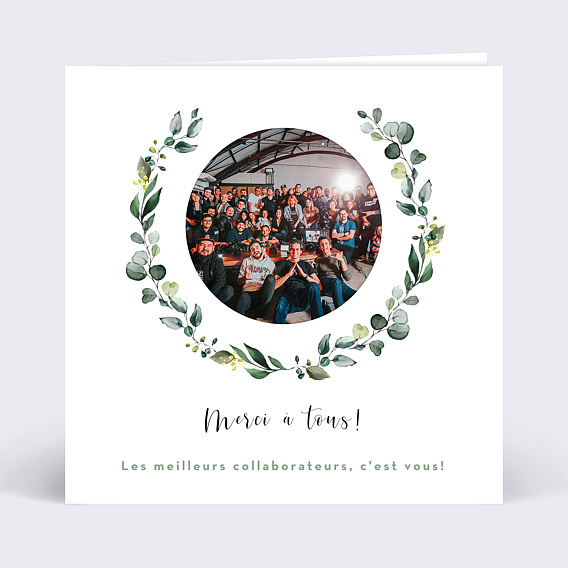 Carte remerciement professionnel Découpe Eucalyptus