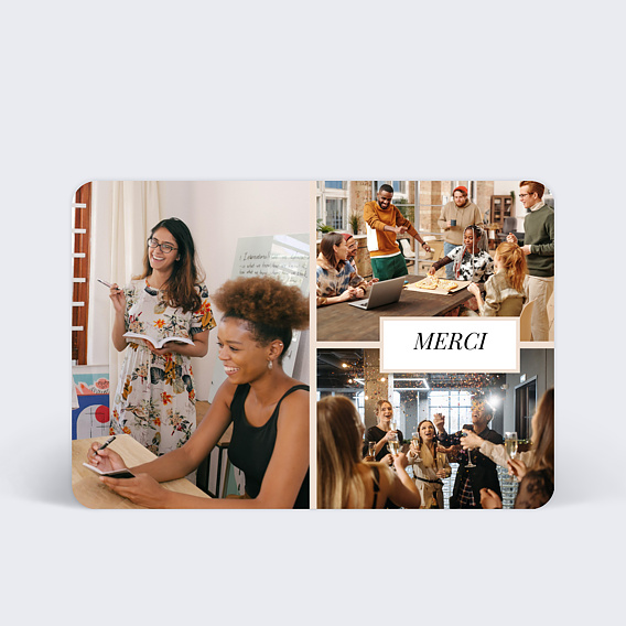Carte remerciement professionnel Etiquette Poudrée