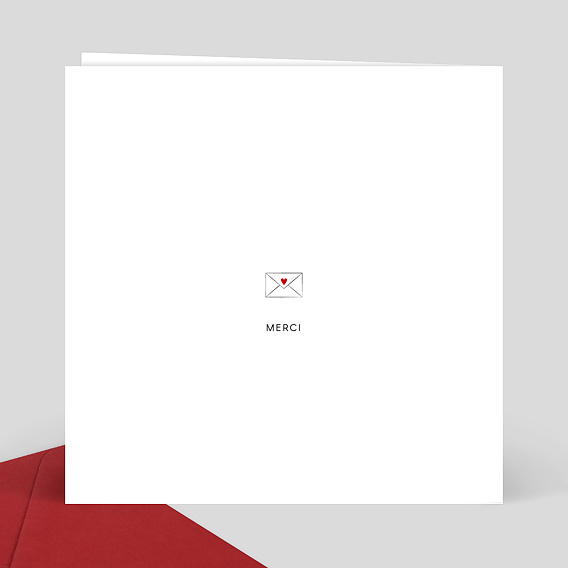 Carte remerciement professionnel Découpe Love Letter Verso