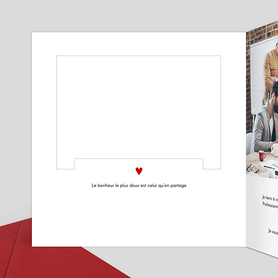 Carte remerciement professionnel Découpe Love Letter Intérieur Gauche