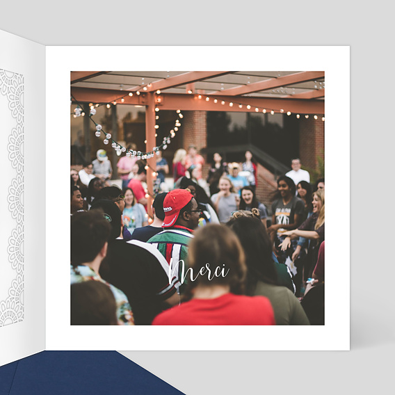 Carte remerciement professionnel Découpe Cadre Dentelle Intérieur Droit