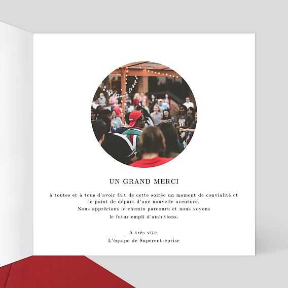 Carte remerciement professionnel Découpe Couronnée Intérieur Droit