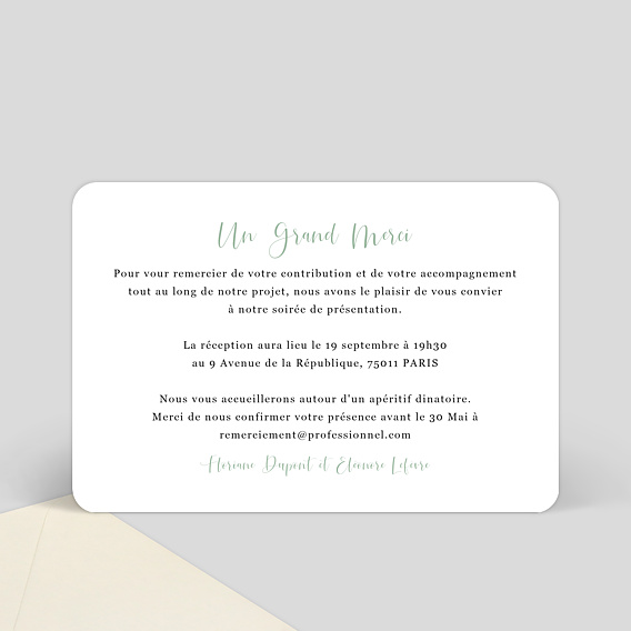 Carte remerciement professionnel Cinematic I Verso