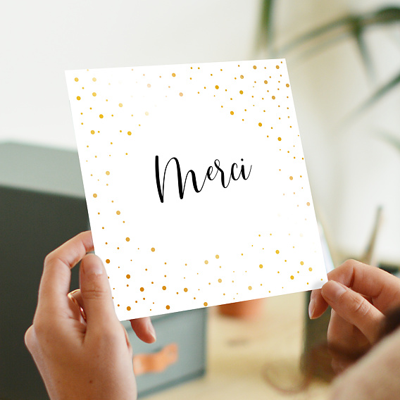 Carte remerciement professionnel Dorure Pois Merci Après 4