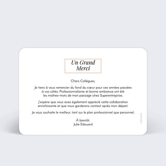 Remerciements Professionnels Etiquette Poudrée