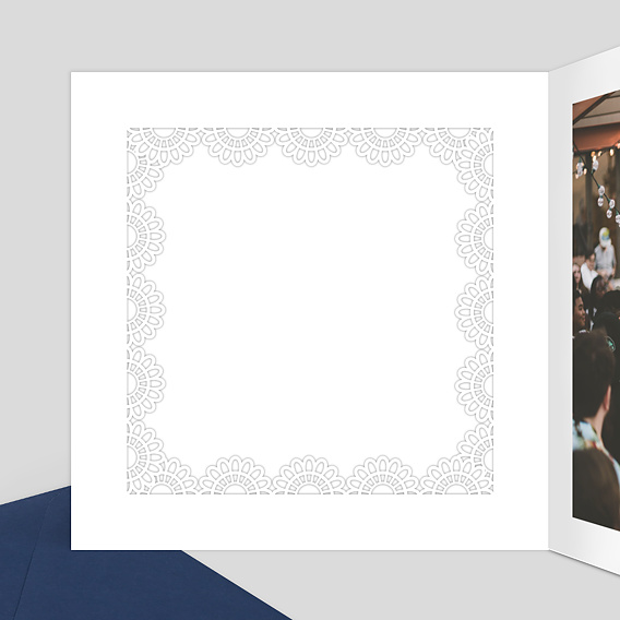 Carte remerciement professionnel Découpe Cadre Dentelle Intérieur Gauche