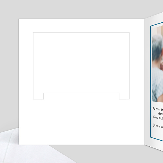 Carte remerciement professionnel Découpe Cadre Intérieur Gauche
