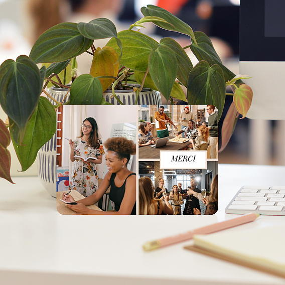 Carte remerciement professionnel Etiquette Poudrée Après 4