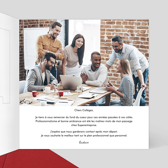 Carte remerciement professionnel Découpe Love Letter Intérieur Droit