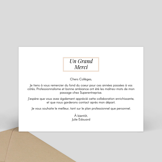 Remerciement Professionnel Etiquette poudrée Verso