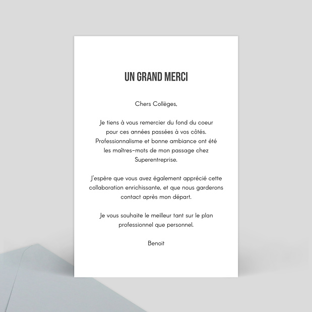 Remerciement Professionnel Typographie Merci Verso