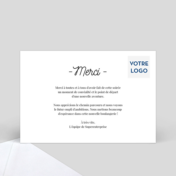 Carte remerciement professionnel Tirets Verso