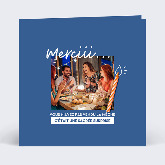 Carte remerciement anniversaire Bougie