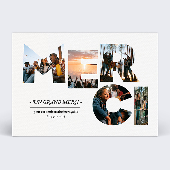 Carte remerciement anniversaire Grand Merci photo