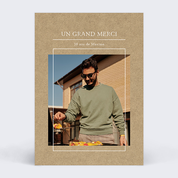 Carte remerciement anniversaire Liseré