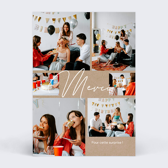 Carte remerciement anniversaire Merci débordant