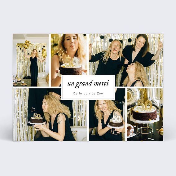 Carte remerciement anniversaire Multi photo paysage