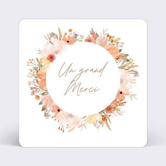 Carte remerciement anniversaire Ronde Florale