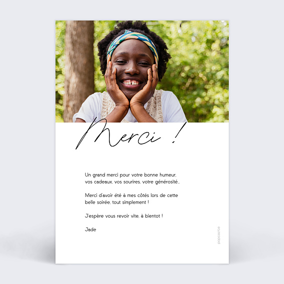 Carte remerciement anniversaire Beau Pêle-mêle Verso