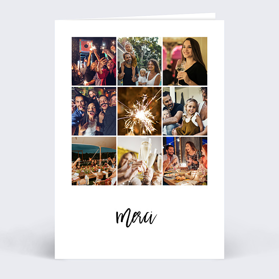 Carte remerciement anniversaire Multiphoto Chic Recto