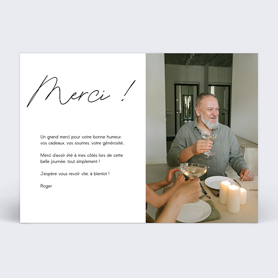 Carte remerciement anniversaire Beau pêle-mêle paysage Verso