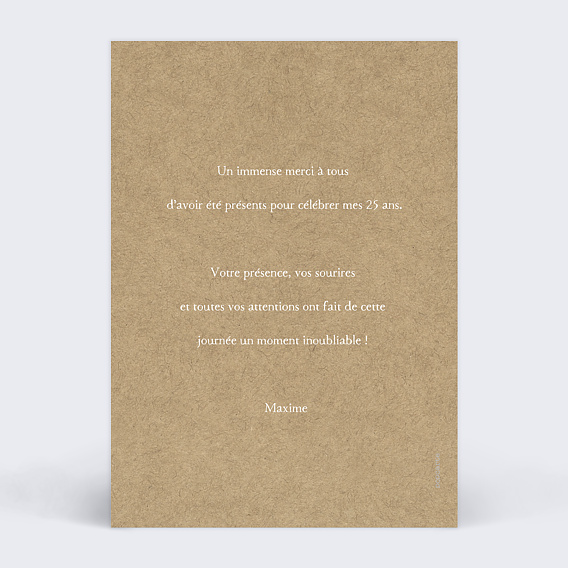 Carte remerciement anniversaire Liseré Verso