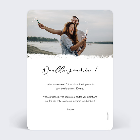 Carte remerciement anniversaire Manuscrite Verso